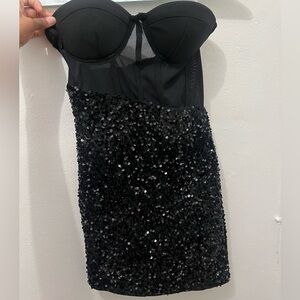 Fashion Nova black see-through sequence mini dress